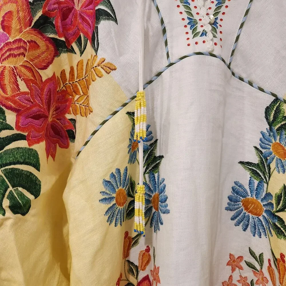 Farm Rio Bloom Garden floral linen maxi dress size large - Picture 6 of 9